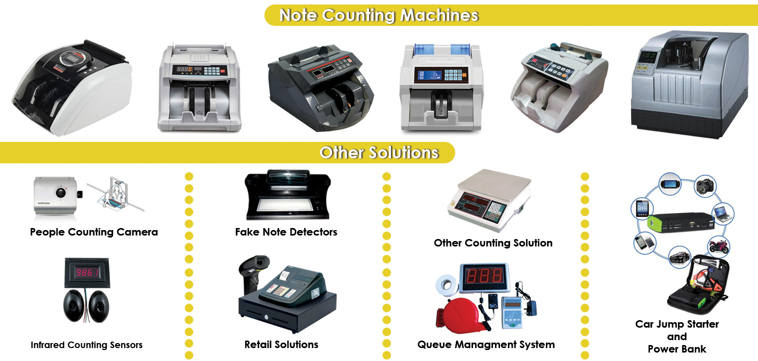 Cash Currency Note Counting Machines, People Counting, Machines and Equipments in Pakistan.