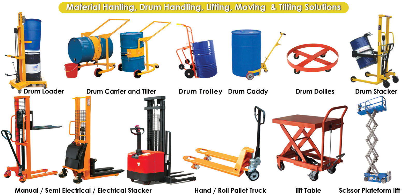 Material handling equipment, hand pallet truck lifter jack trolley in pakistan, warehousing equipments, drum lifting and handling solutions in Pakistan.